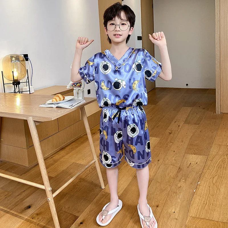 Summer New Product: Elderly and Girls Home Furnishing Set With V-neck Children\'s Thin Pajamas