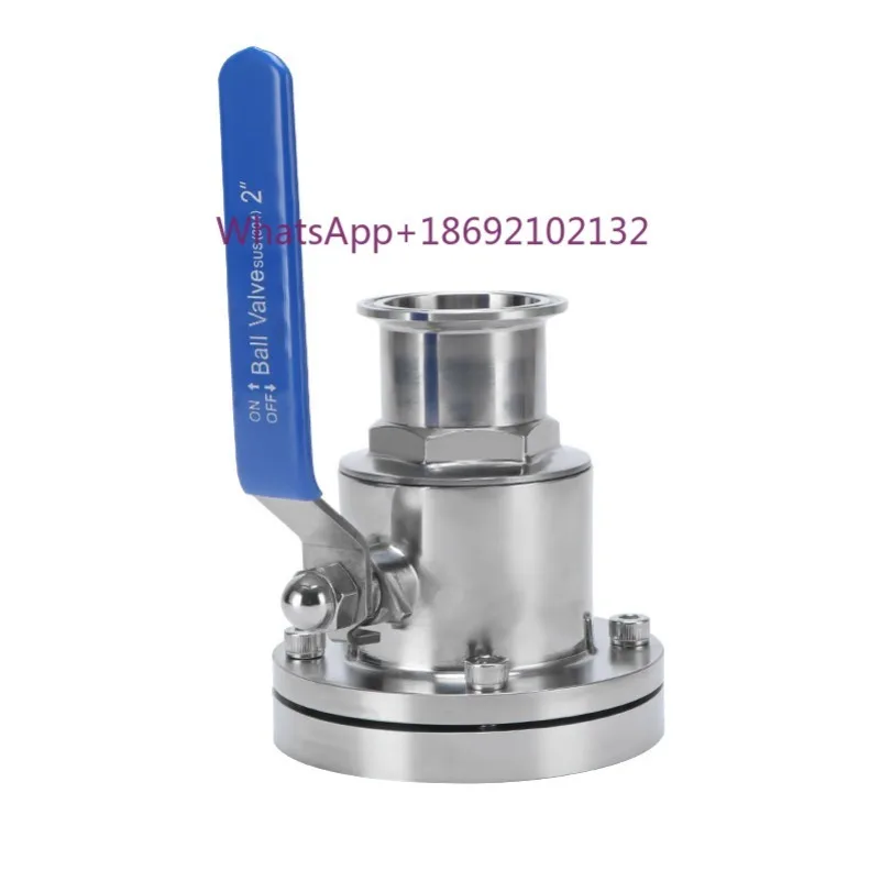 19/25/38/51/76mm Sanitary Flanged Tank Bottom Valve Chuck 50.5/64/77.5/91/106mm 304Stainless Steel Quick Installation Ball Valve