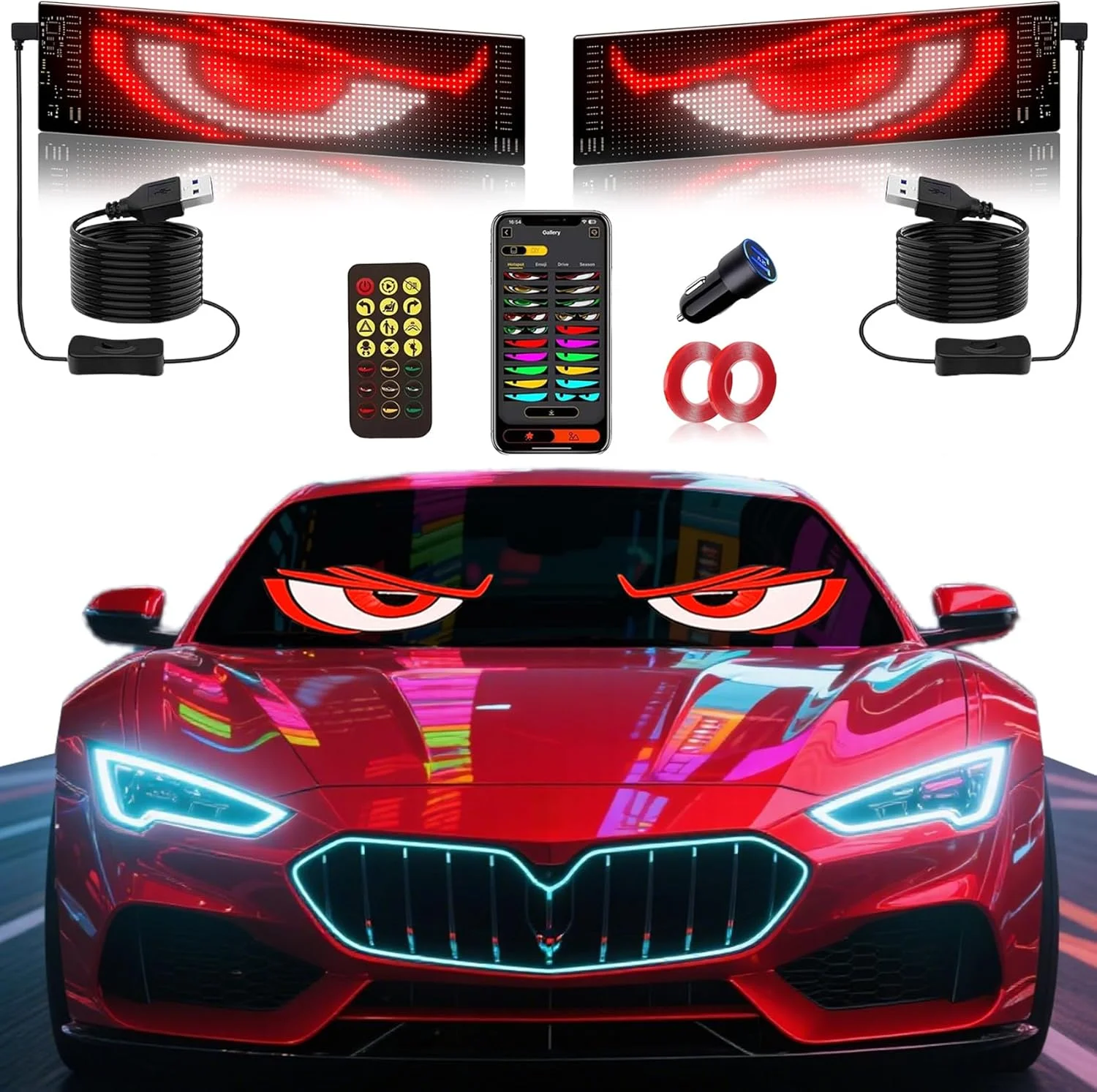 

LED Matrix Pixel Panel USB 5V Flexible Addressable RGB Pattern Graffiti Scrolling Text Animation Display Car Shop Bluetooth APP