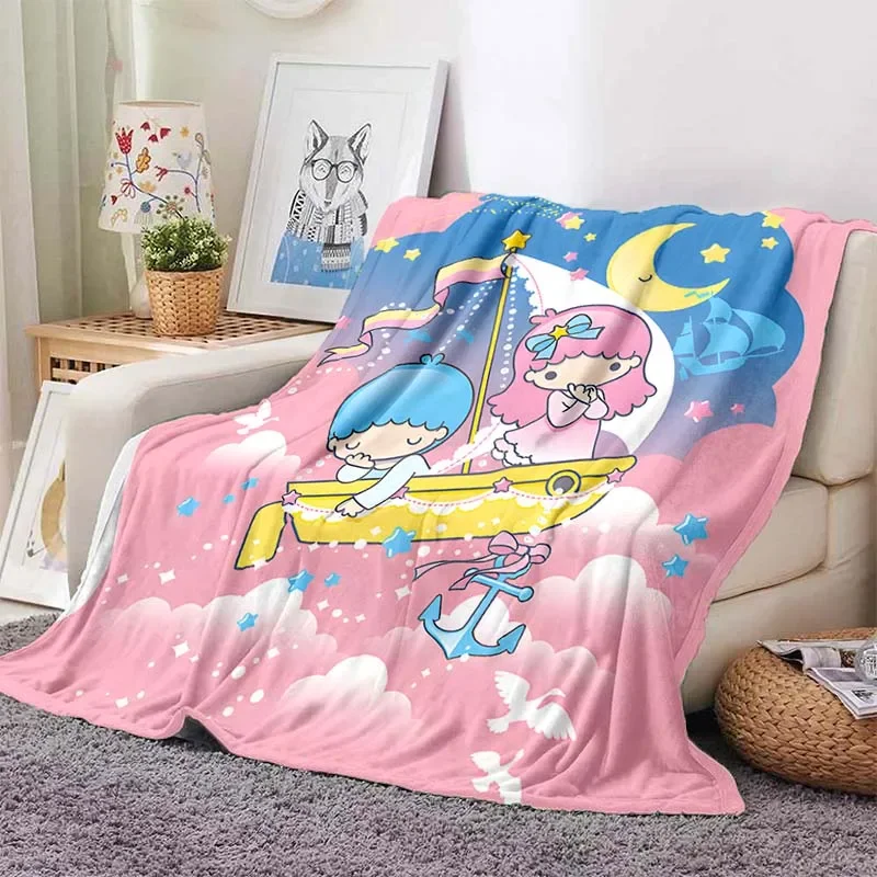 Sanrio Little Twin Stars Manta macia para crianças e adultos, colcha de pelúcia, Soft Throw, Sofá, cama, quente, 6 tamanhos