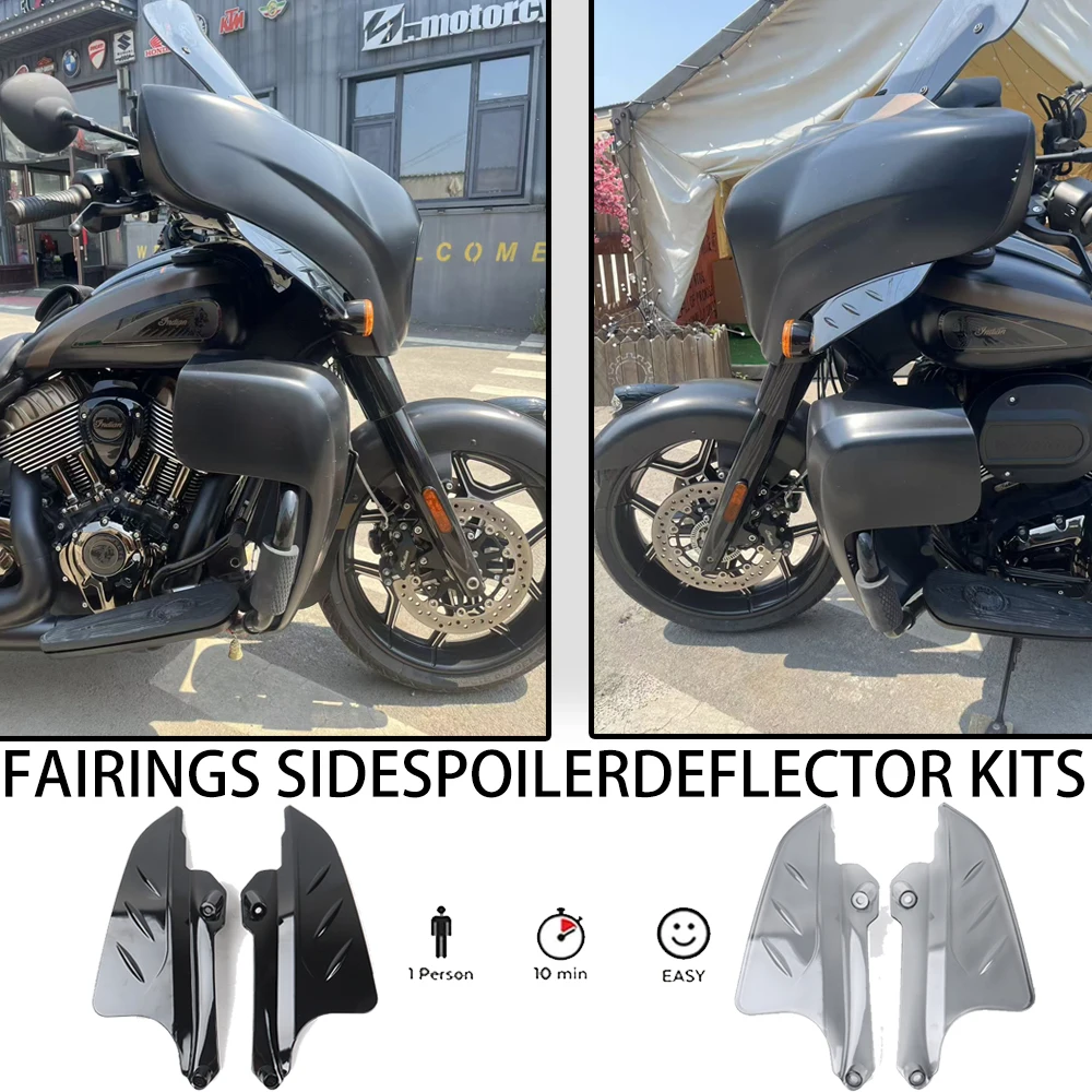 

Indian Roadmaster Dark Horse Fairing Wind Deflectors Side Spoilers Kit 2019-2024 Black Smoke Gray