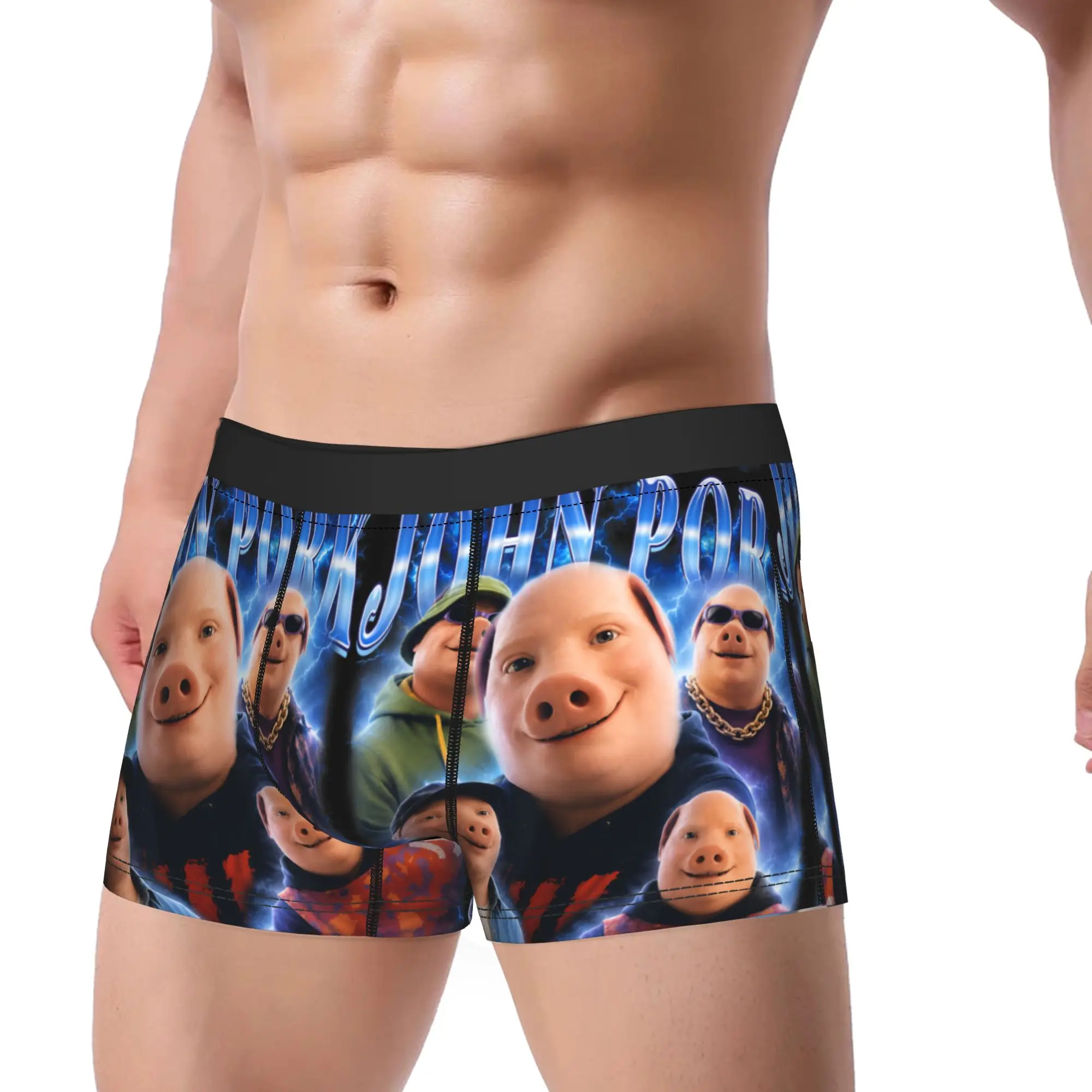Funny John Pork Meme Vintage John Pork Bootleg Underwear  Males Panties Custom DIY Sexy Soft Trunk Trenky Shorts Briefs Big Size