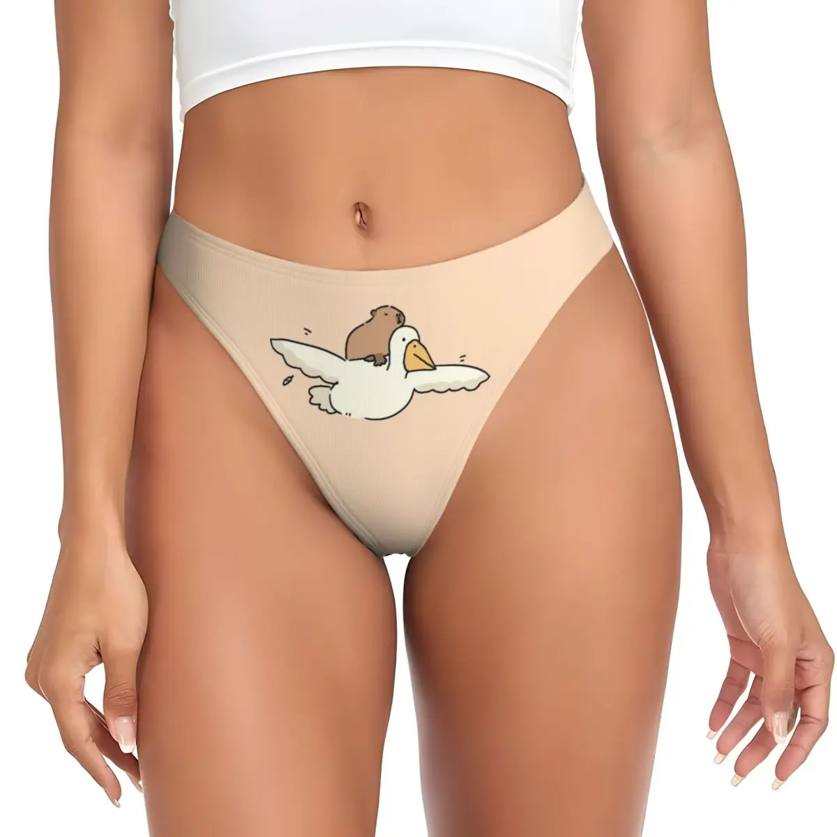 

Custom Capybara And Duck G-string Panties Women Comfort Thong Underwear