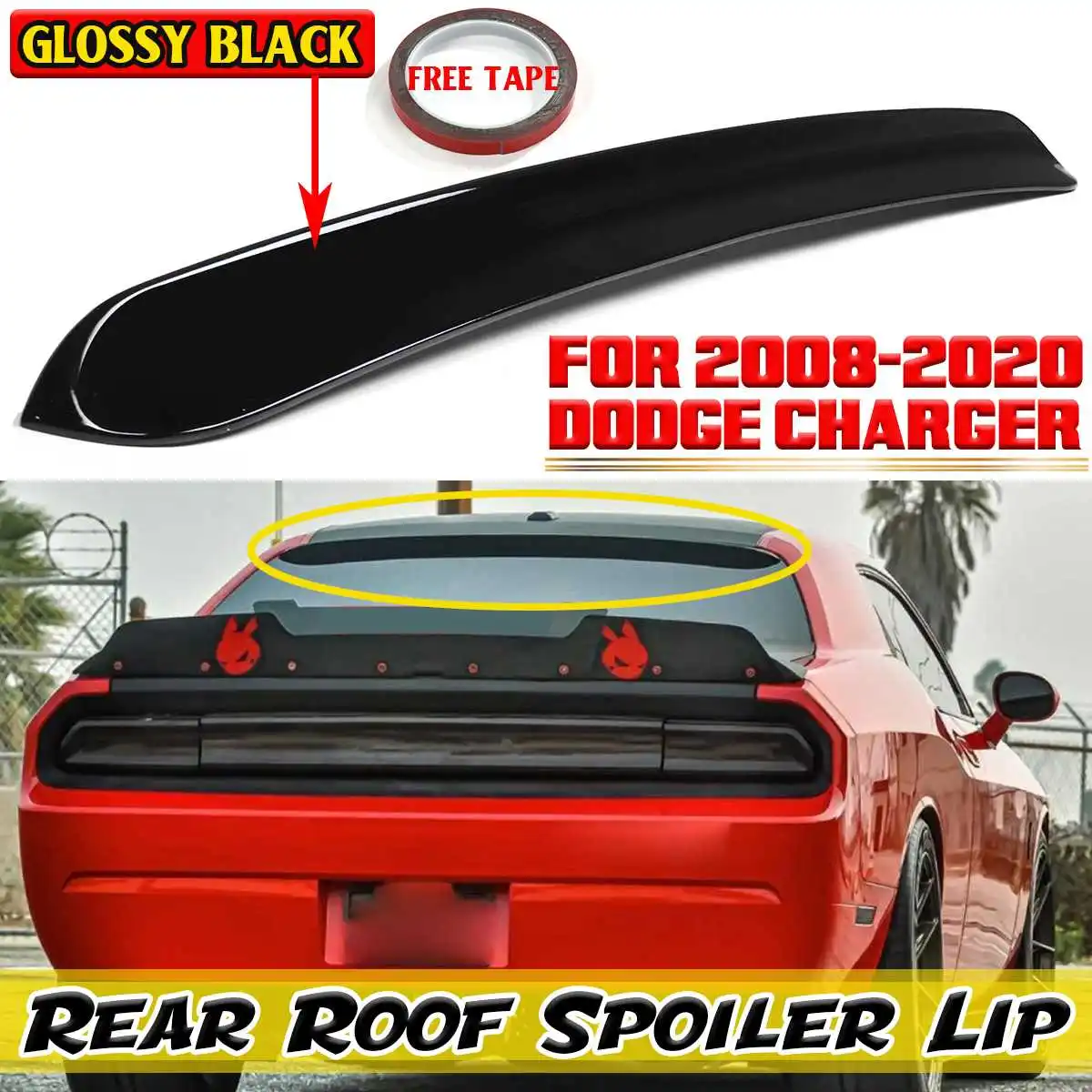 High Quality Car Rear Roof Spoiler Lip Wing For DODGE Charger 2008-2020 Car Rear Trunk Roof Lip Spoiler Boot Wing Lip