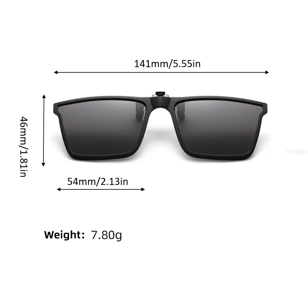 VIVIBEE Quadratische, hochklappbare Sonnenbrille zum Aufstecken, polarisierter Spiegel, blaue Fahrbrille, grau, UV400, photochrome Nachtsicht-Clips – Detail 6