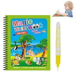 Water Drawing Book Reusable Water-Reveal Activity Pads Mess Free Travel Educational Toys For Toddlers Kids Aged 3 4 5 6 7 Year