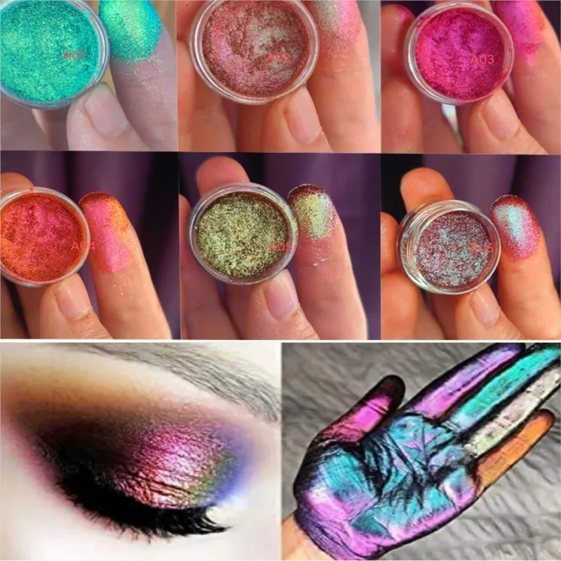 Net-1g Metallic Magic Mirror Chameleon Powder Nail Art Symphony Chameleon Dust Manicure Eyeshadow Light Changing Pigment Glitter