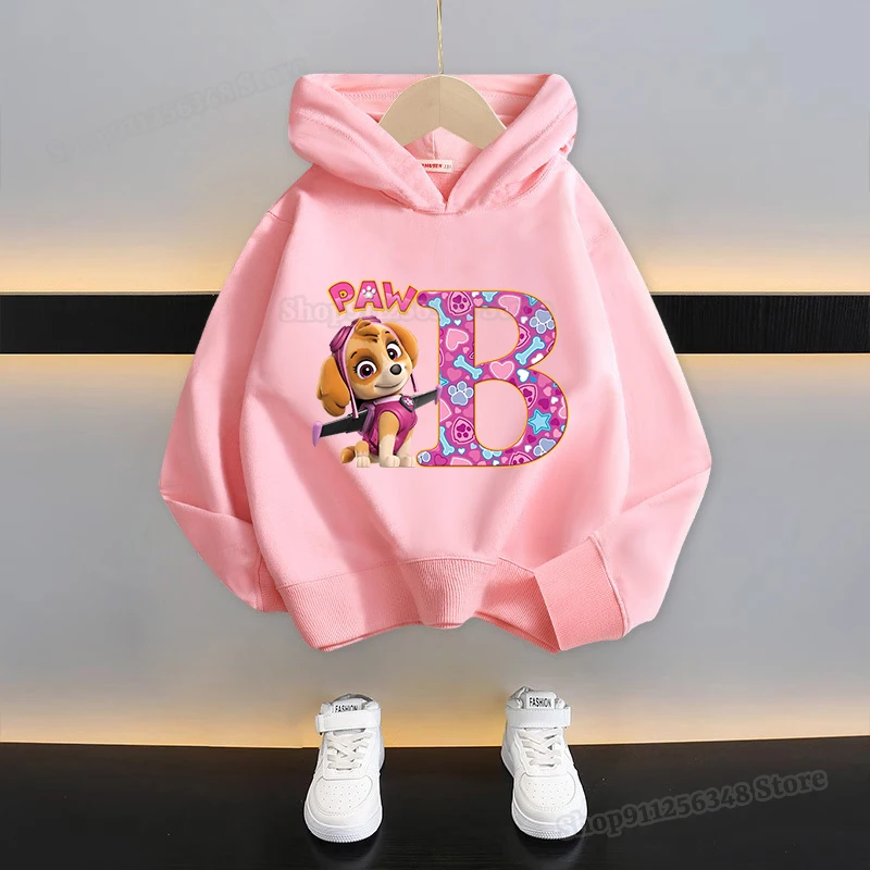 الكرتون باو دوريات هوديس للفتيات الملابس اسم السماء مزيج A-Z طباعة بلوزات ملابس الربيع البلوز ملابس الأطفال