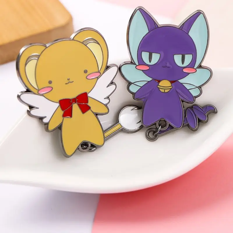 Cute Winged Cartoon Creature Enamel Pin Dangle Pendant Alloy Brooch Kawaii Lapel Badge Decor for Backpack Coat Hat Anime