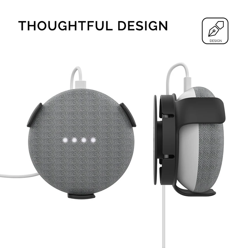 1 PCS New Wall Bracket For Google Home Mini ABS Speaker Stand Voice Assistant Plug In Bedroom Audio Stand,Black image 4