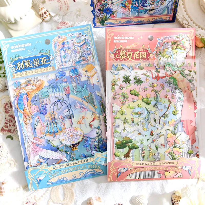 3sheets/bag Lost Ruins Series Landscape Miniature Stickers for Decoration Decompression Collage Landscape DIY Sticker Decoration