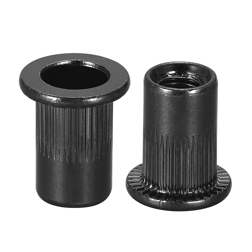 Blind Rivet Nut Black Zinc Plated Carbon Steel M3 M4 M5 M6 M8 M10 M12 Flat Head Knurled Rivnut Rivet Nut Threaded Insert Nuts