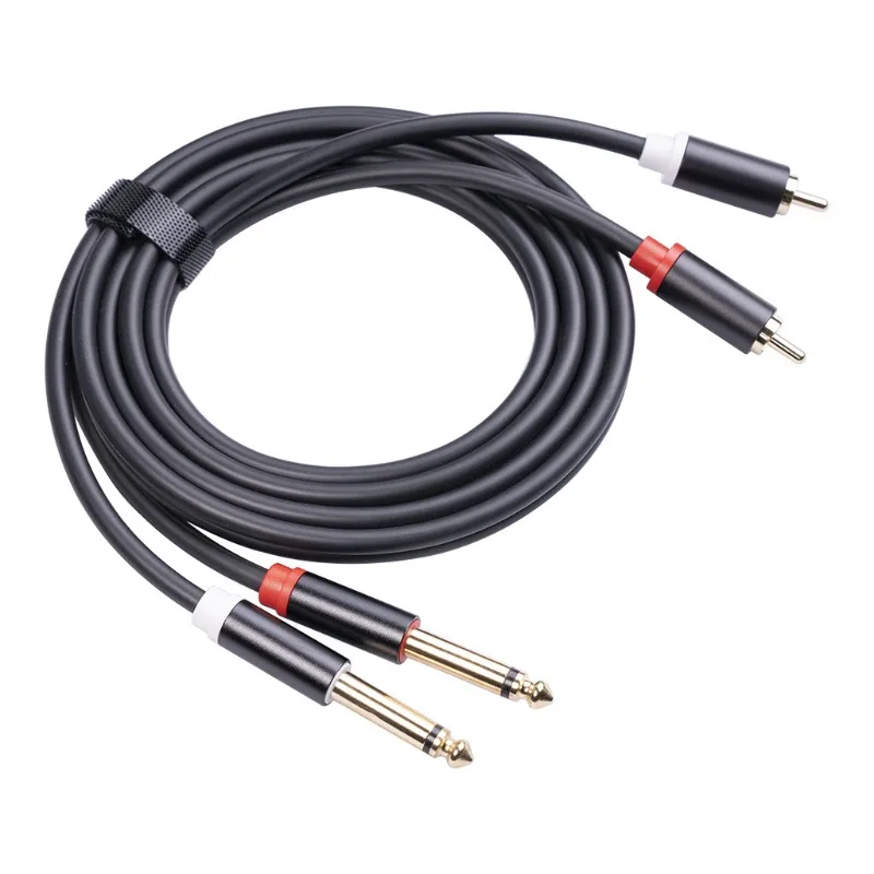 1.5/3m Dual RCA Male To Dual 6.35mm Jack Male Audio Cable Connector Converter Adapter Splitter Cord for Speaker Mixer Amplifier