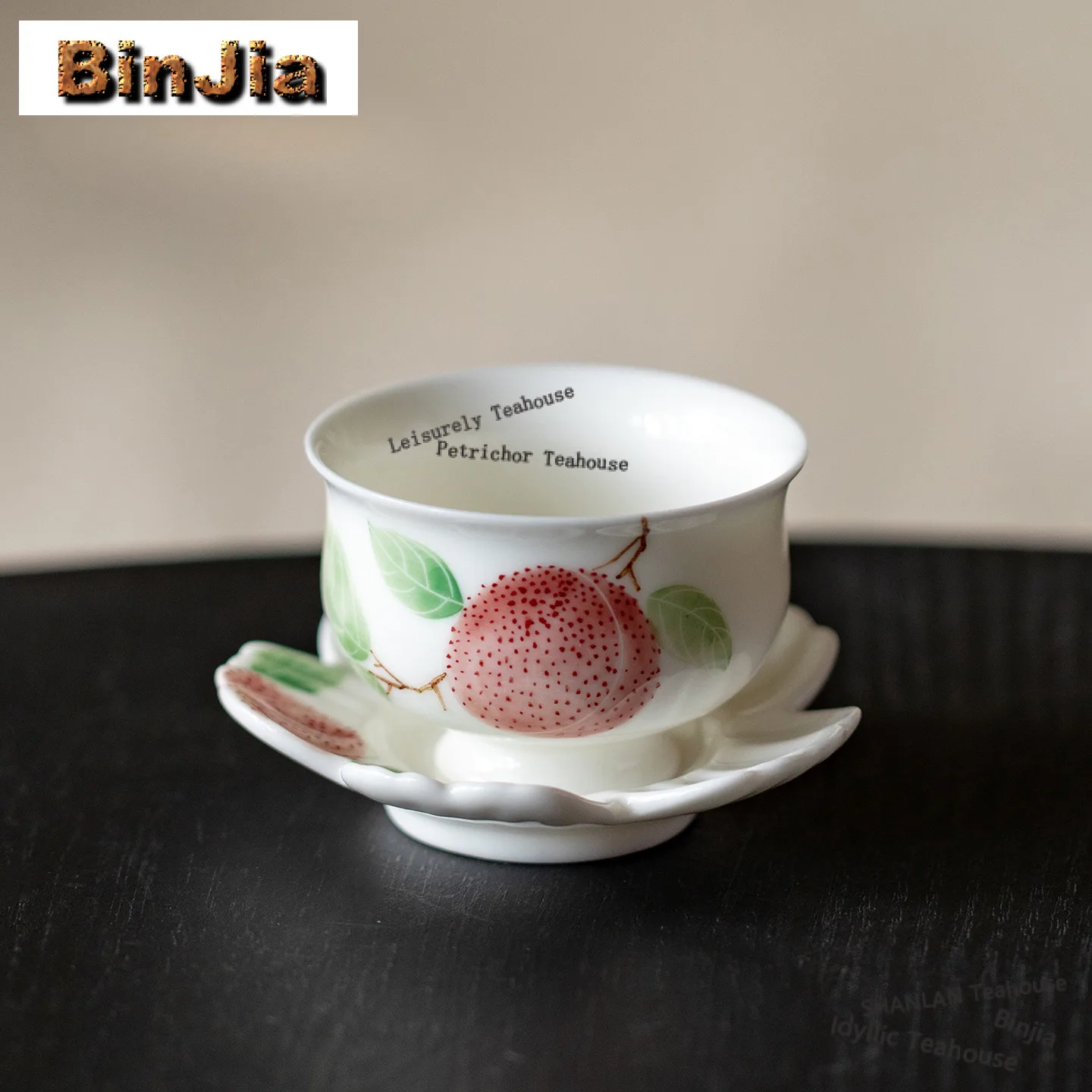 40ml Hand-painted Lychee Teacup Japanese Tea Bowl Sample Tea Cup Tea-tasting Fragrance Cup Jianzhan Master Cups Teaware Coaster
