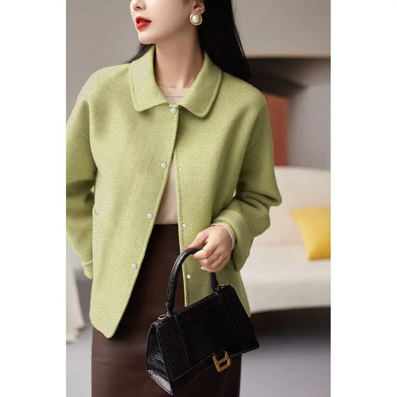 2023 Autumn Winter Women Vintage Elegant Fashion Chic Single Breasted Outwear Jacket Female Simple Casual Solid Loose Sweet Coat