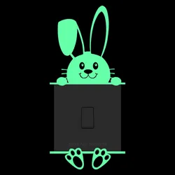 Cute Rabbit Luminous Switch Stickers Glow in the Dark Bunny Sticker for Baby Kid Room Bedroom Wall Decoration Light Switch Decal