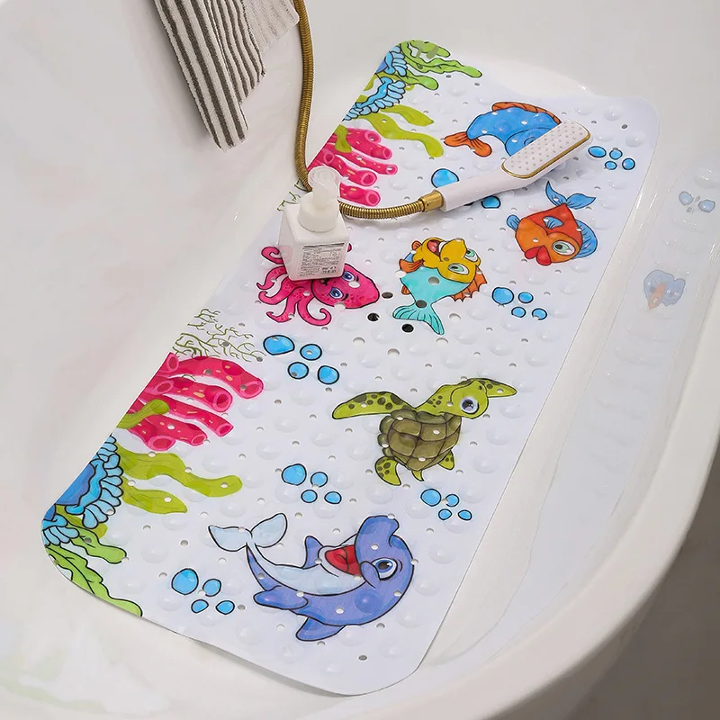 40X100CM Bathtub Non-Slip Mat Children's Bathroom Printing Cartoon Suction Cup Pvc Bath Toilet Floor Lengthened