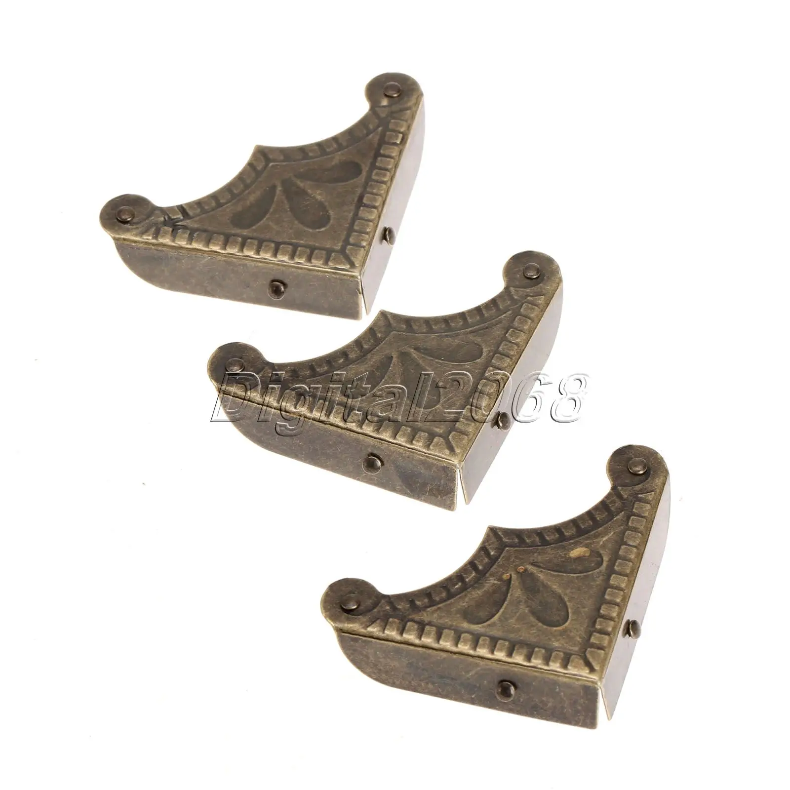 

12Pcs Antique Brass Jewelry Box Corner Brackets Decorative Chest Table Desk Photo Frame Panal Corner Protector Guard Edge Cover