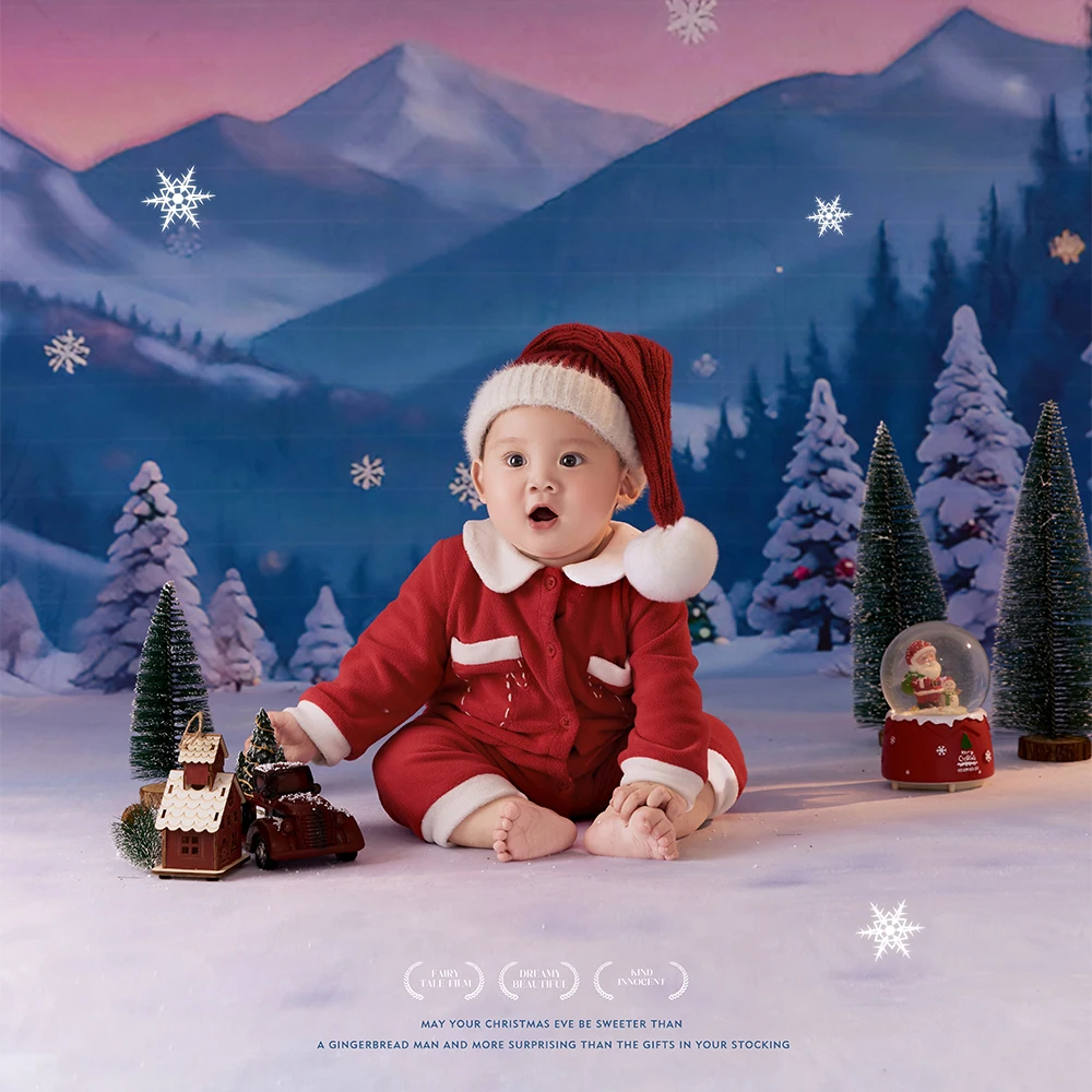 Red Christmas Newborn Romper Set Santa Style Photo Shoot Outfit with Plush Pom-Pom Hat for Studio 100 Days Baby Photography Prop