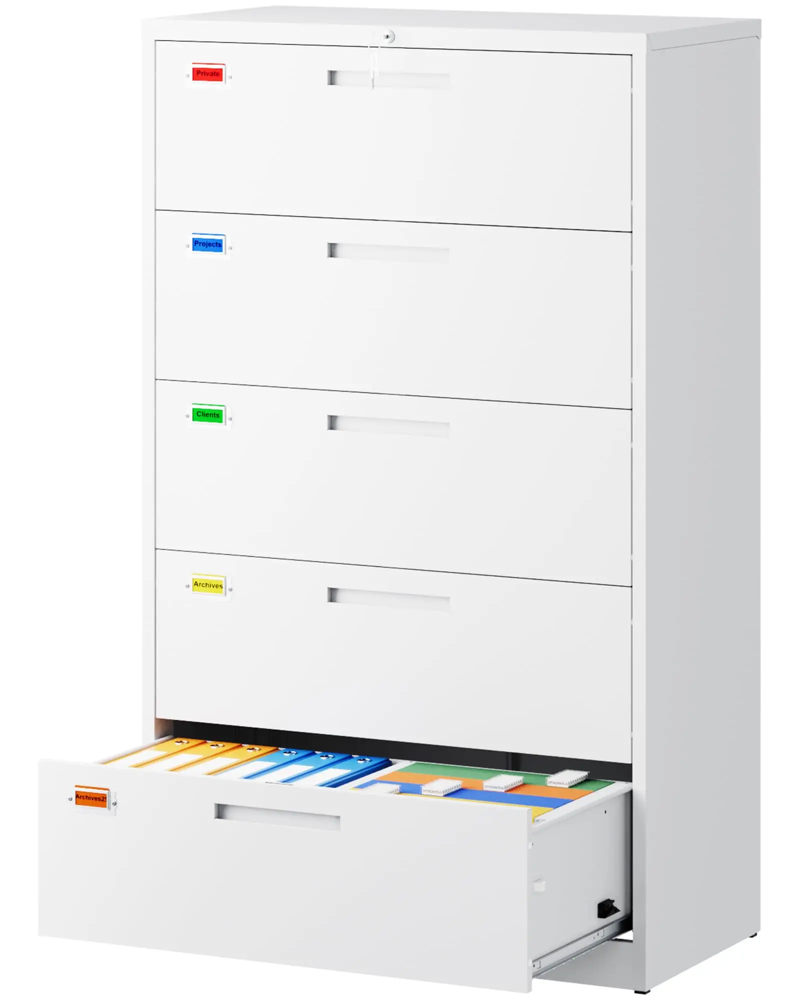 5 Drawer File Cabinet, Lateral Filing Cabinets for Home Office, Office Storage Drawers with Lock, Hanging Files
