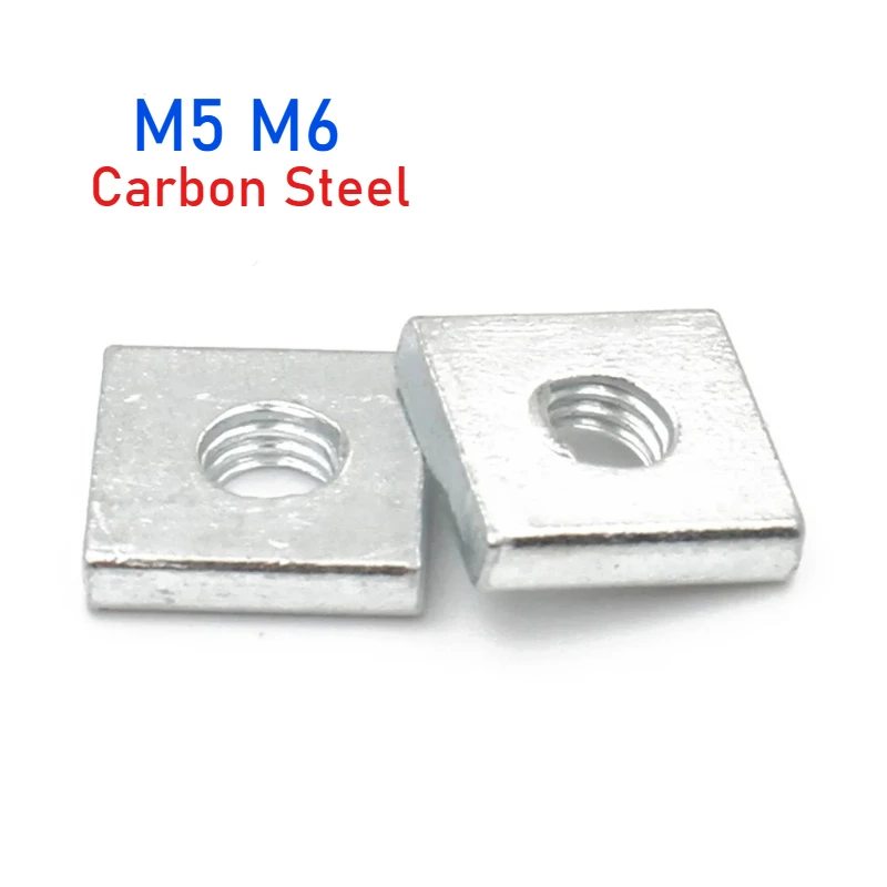 M5 M6 Zinc Plated Carbon Steel Thin Square Nuts Slider Block For Aluminum Profile Accessory