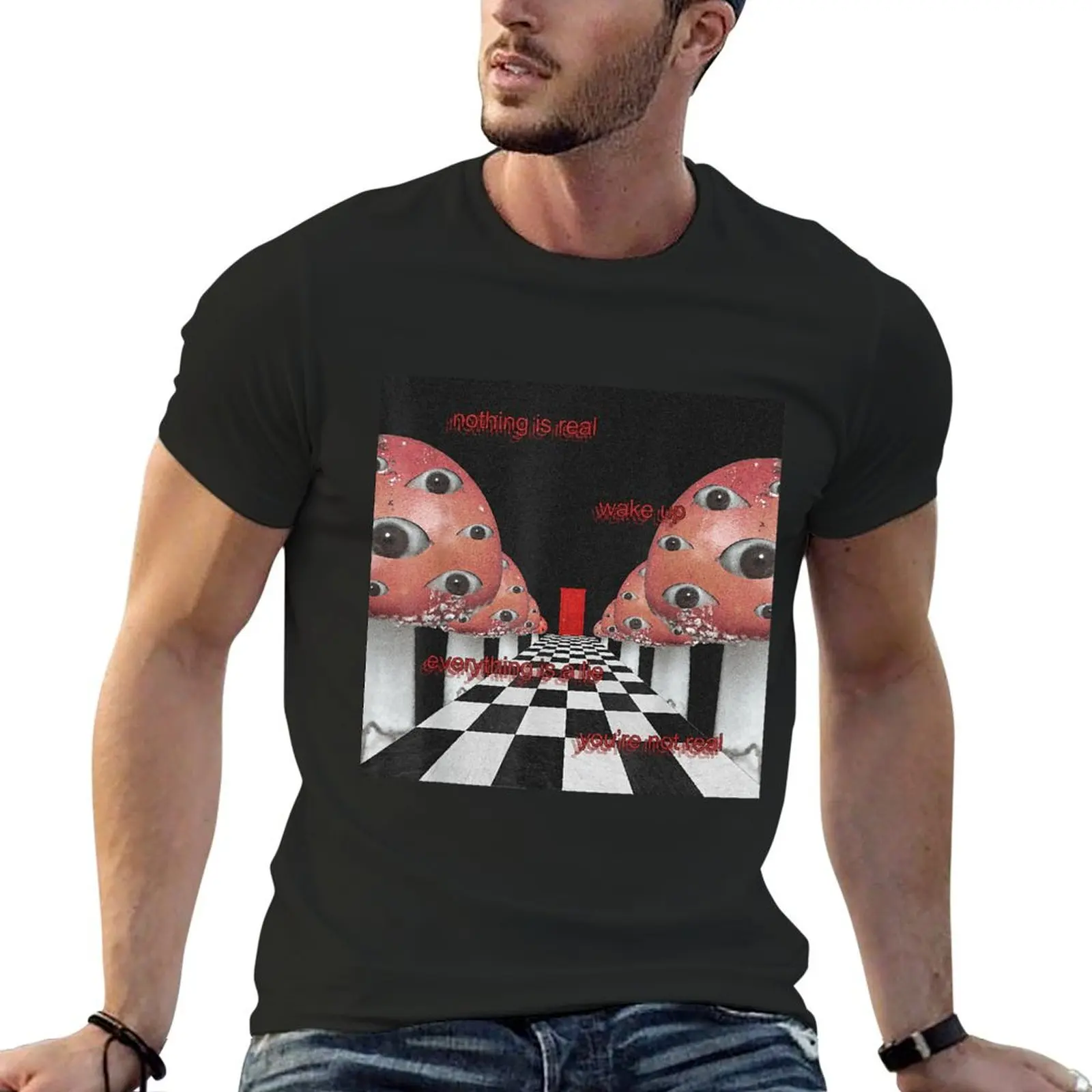 Weirdcore Aesthetic Mushroom Eyes Strangecore Traumacore T-Shirt street wear customizeds mens fashion