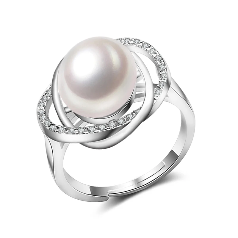 

Natural Freshwater Pearl Ring Women,925 Sterling Silver Ring With Real Pearls Wife Mother Birthday Gift White Pink Purple