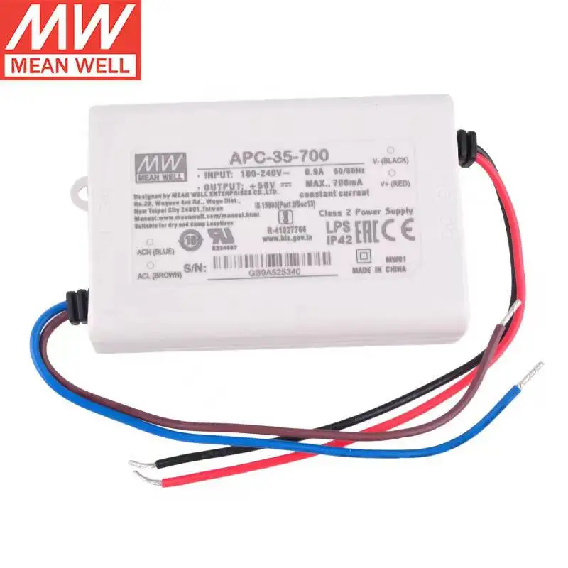 

Taiwan meanewll APC-35-700 700mA 35W Single Output Constant current Switching Power Supply LED driver Brand New Original