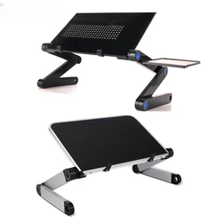 Suporte de mesa ajustável para laptop, portátil, alumínio, ergonômico, lapdesk para TV, cama, sofá, PC, mesa de notebook, suporte com mouse pad