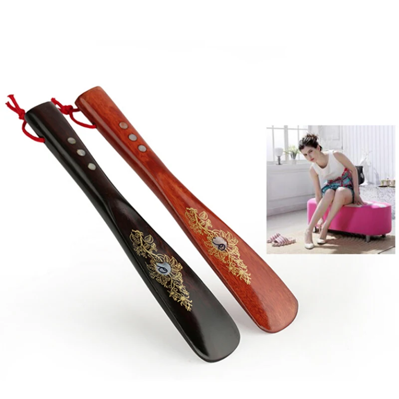 1PC 22cm Wooden Shoe Horn Shoe Durable Handle Shoehorn Accessories Shoe Horns Aid Stick Remover Tool Random Color