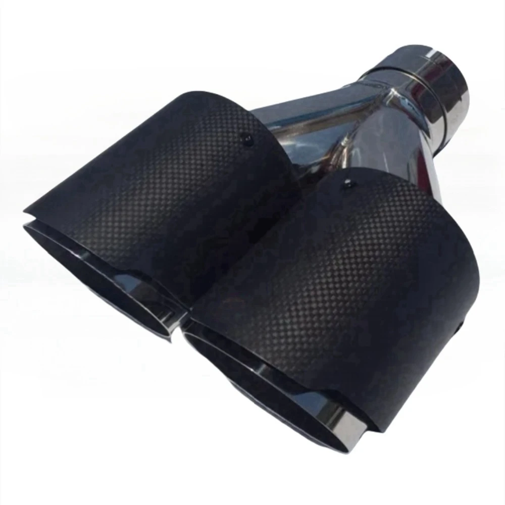 

1 Piece Car Carbon Fiber Glossy Muffler Tip Y Shape Double Exit Exhaust Pipe Mufflers Nozzle Decoration
