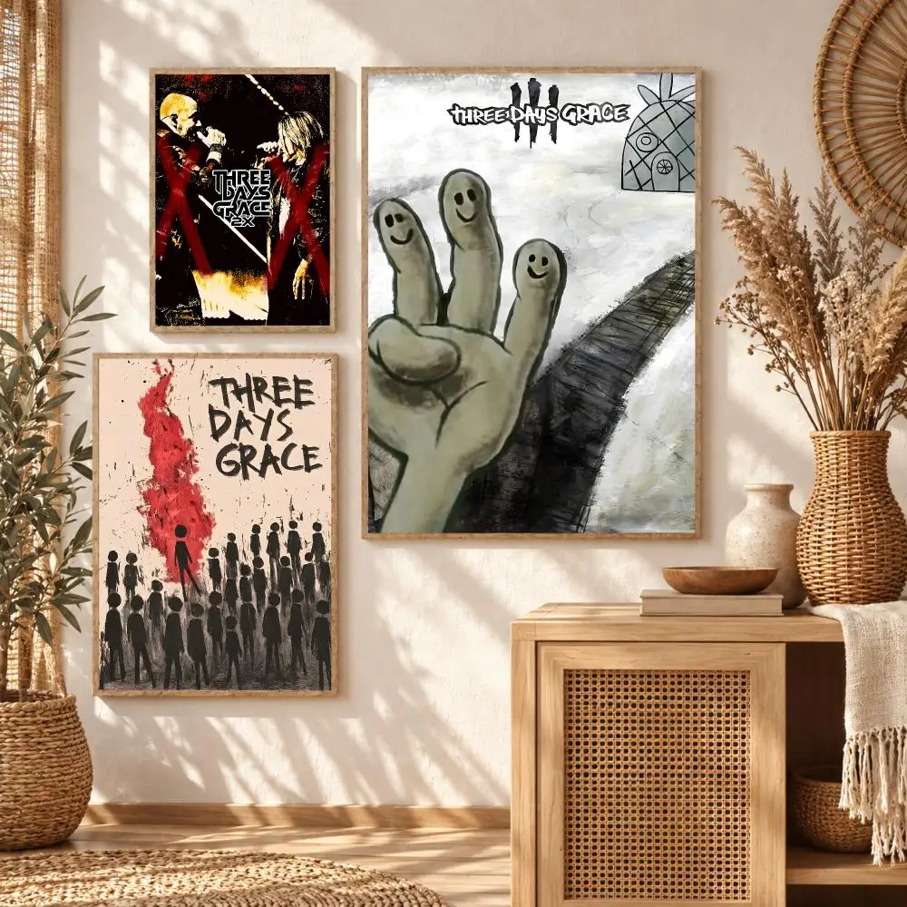 Alternative Rock Band T-Three days grace Poster Premium Modern Waterproof Wall Art Pictures for Bedroom Living Room Bar Decor