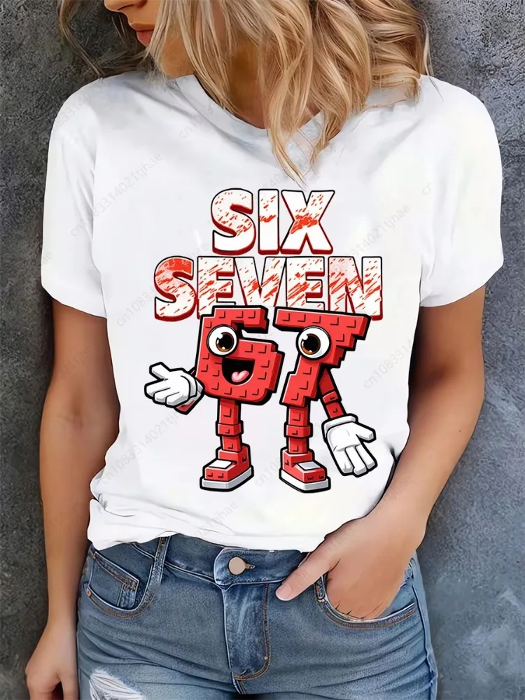 Lustige 67 Brainrot Damen T-Shirts für Frauen Six Seven Brain Rot T-Shirt Party T-Shirt für Mädchen T-Shirt für Damen Oberteile Tees