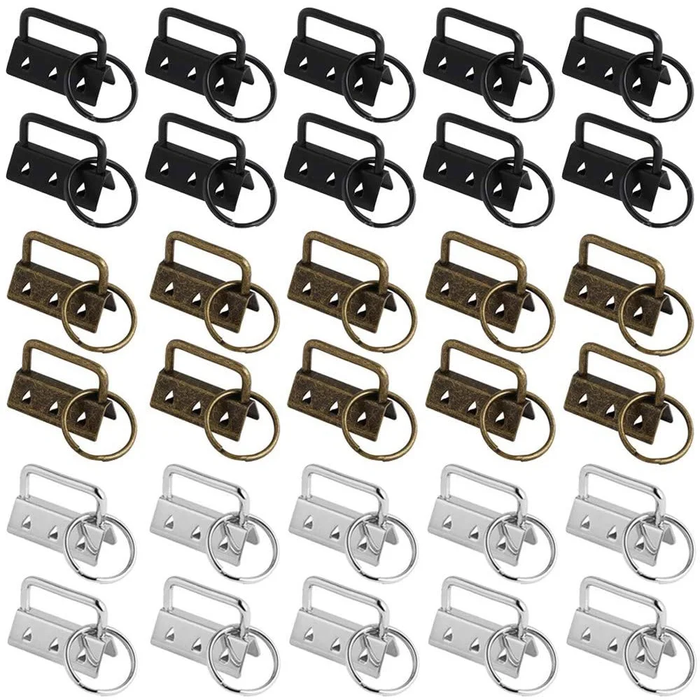 BAAQ Key Chain Hardware, 30 Pieces Wristlet Hardware, Lanyard Blanks, Clamp Clasp Pendant for Bag Wristlets and Hand Crafts