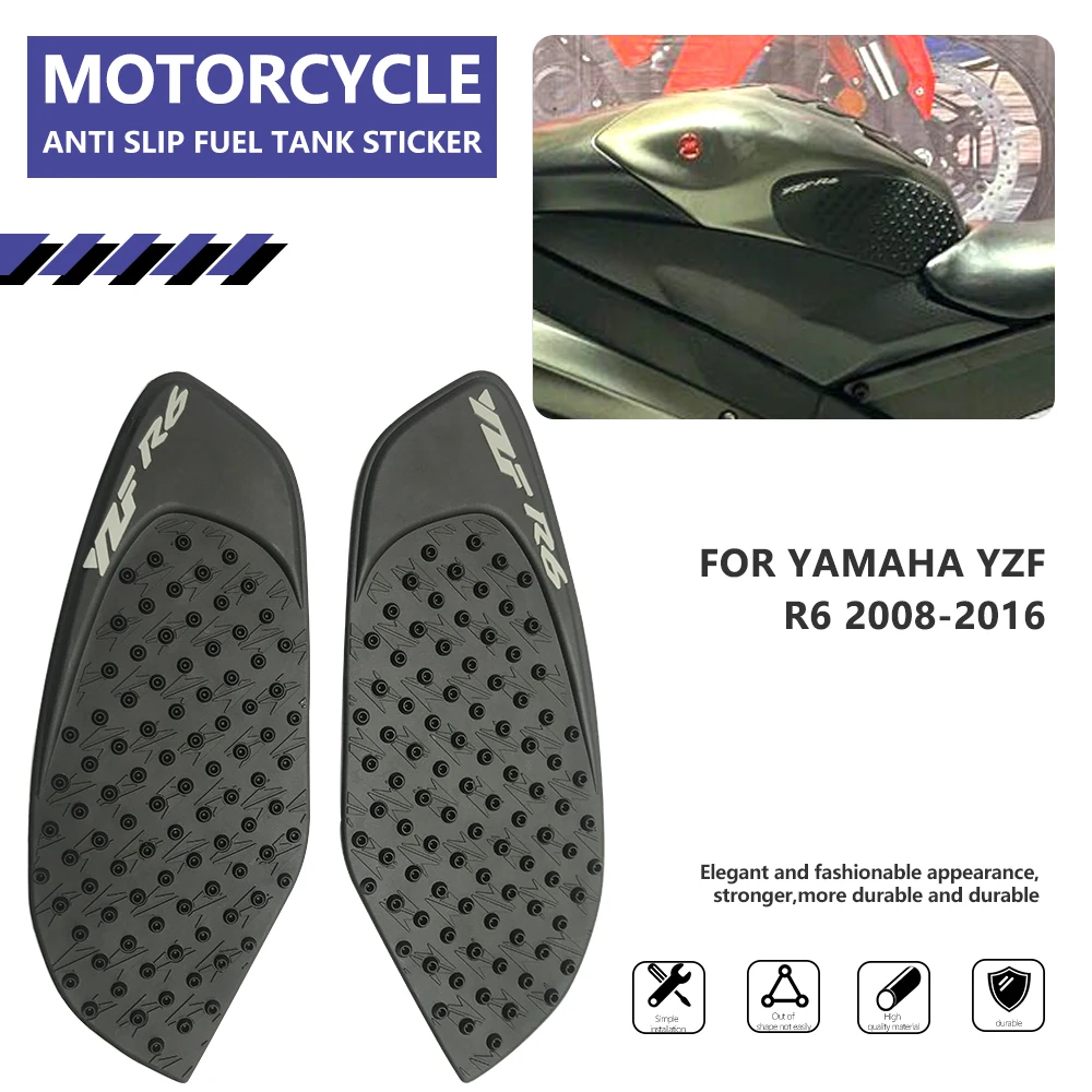 

For Yamaha YZF-R6 YZF R6 2008-2016 Tankpad Motorcycle Side Fuel Tank Sticker Knee Protector Rubber Anti Slip Decals One Set