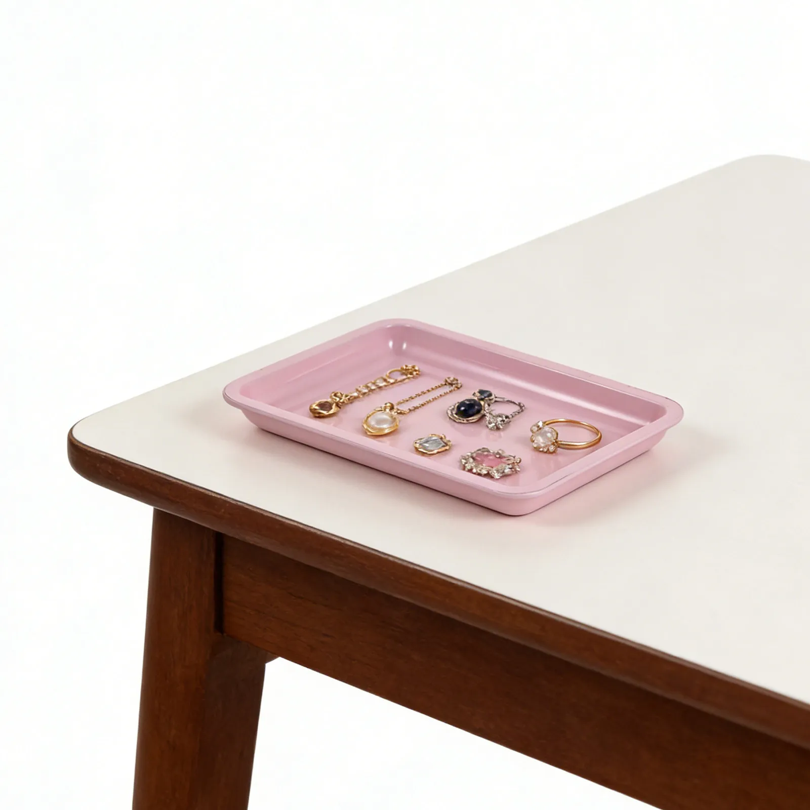 3Pcs Nail Organizer Tray Stainless Steel Jewelry Storage Tray Portable Vanity Table Dressing Table Organizer for Rings Necklaces