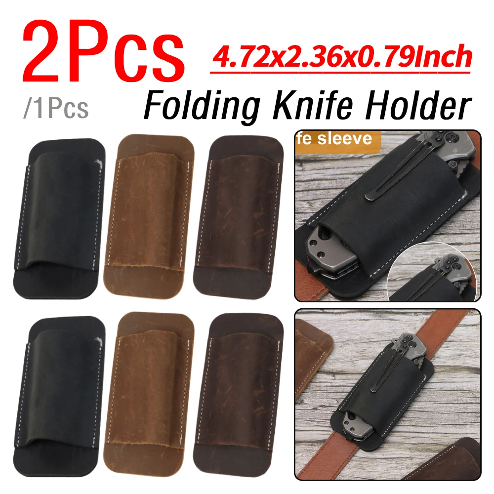 1/2Pcs Folding Knife Holder Quick Access To The Knife Compact Draw Knifes Carrier Leather Knives Sheaths EDC Leather Sheath