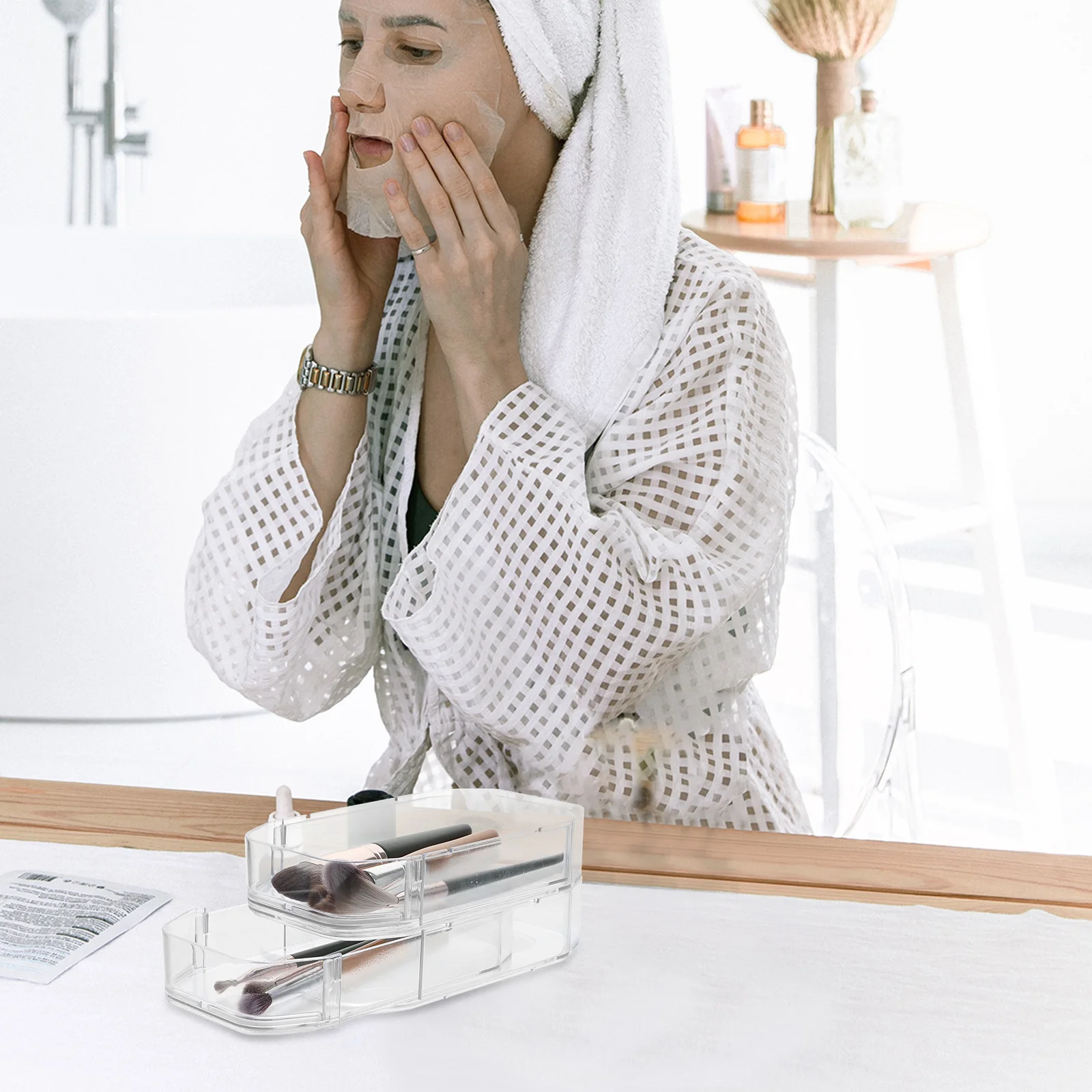 

Drawer Box Desk Organizer Plastic Desktop Storage Drawers Multi-function Office Stationery Tabletop Organizer Makeup Brushes