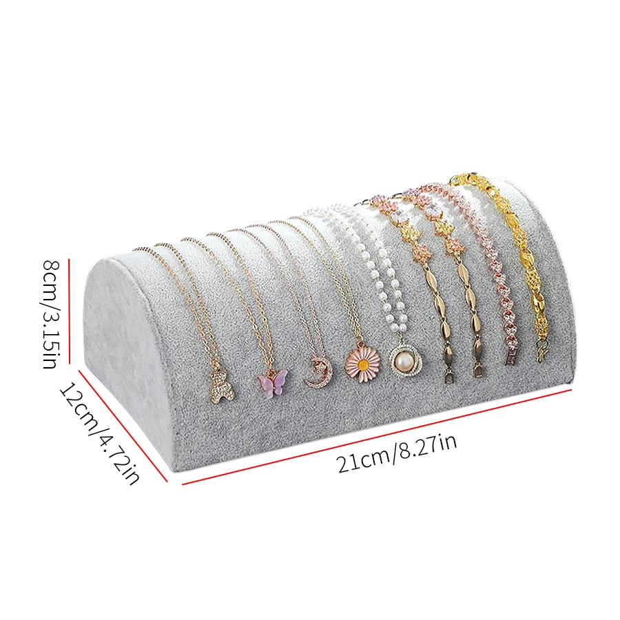 1 Piece, Flannel Half-Round Pillow Necklace Display Stand for Necklace and Bracelet Display and Storage