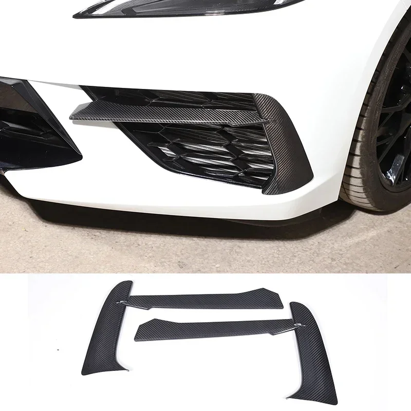 Carbon Fiber Car Front Bumper Fog Light Trim Decorative Accessories Kit Cover For Chevrolet Corvette C8 Stingray Z51 2020-2023