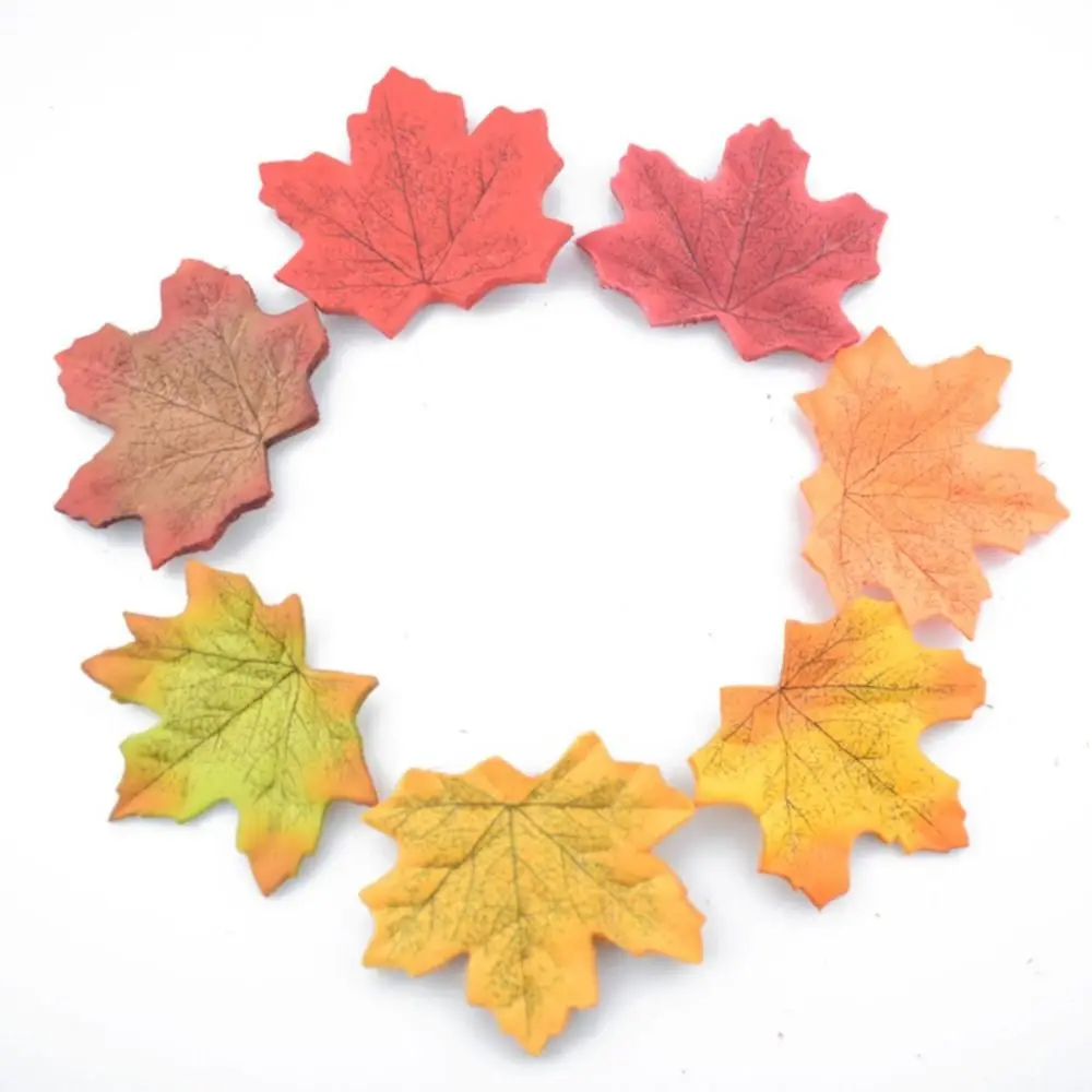50Pcs/Pack Maple Leaves Simulated Maple Leaves Plants Handmade Artificial Leaf Plants Silk Flower Leaf Stacked Maple Leaves