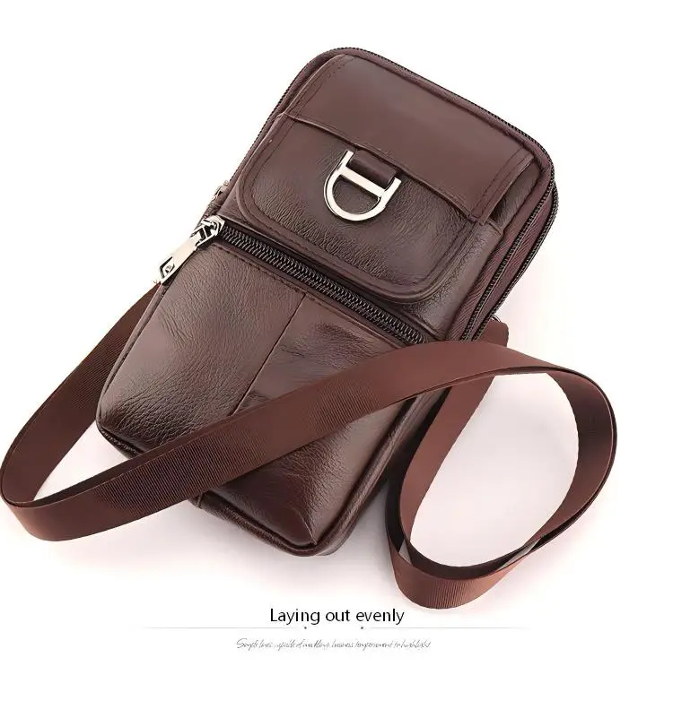 Herren-Leder-Gürteltasche - Große Kapazität Handy-Gürteltasche - Outdoor-Arbeitsrucksack, Sport-Wandertasche Tragbare Umhängetasche – Detail 16