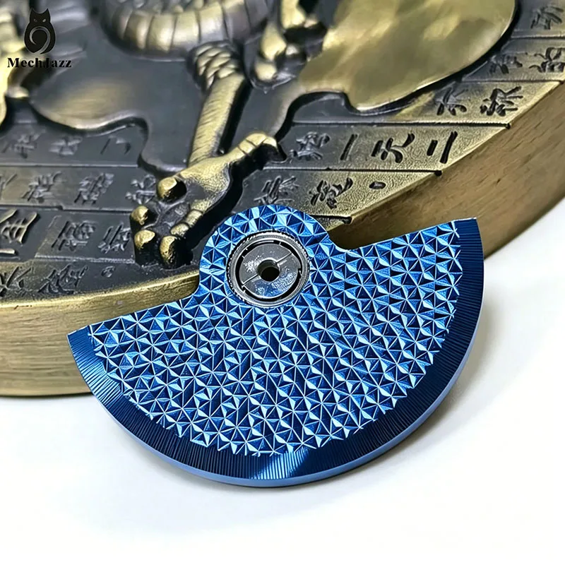 Blue Starburst Pattern Rotor, Compatible with Seiko NH35/NH36/NH38 Movements, CNC Engraved Oscillating Weight, Watch Mod Parts
