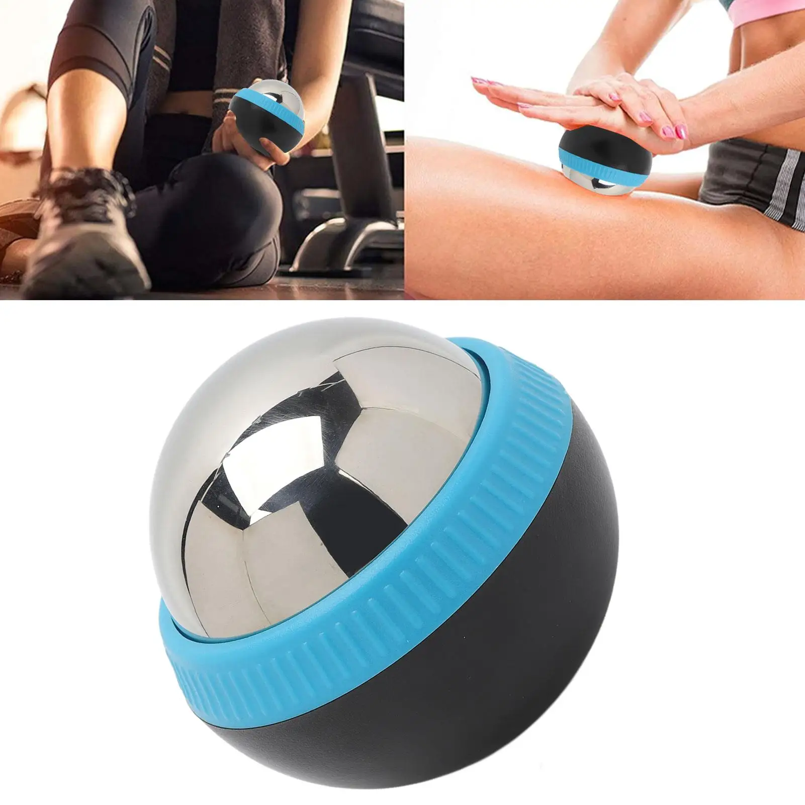 Boule roulante de massage manuelle en acier inoxydable, résistante à 360, pour la fatigue des bras et les muscles endoloris