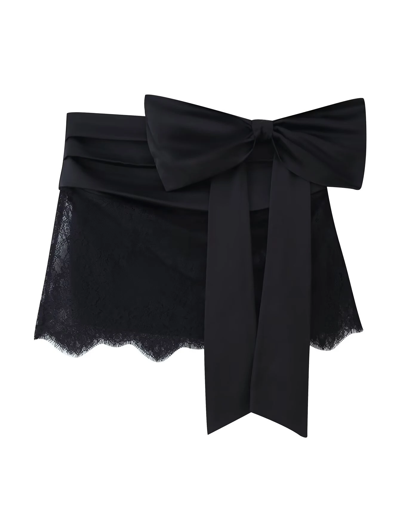 

New Women's Fashion European and American Style Foreign Trade Features Splicing Lace Bow Mini Skirt