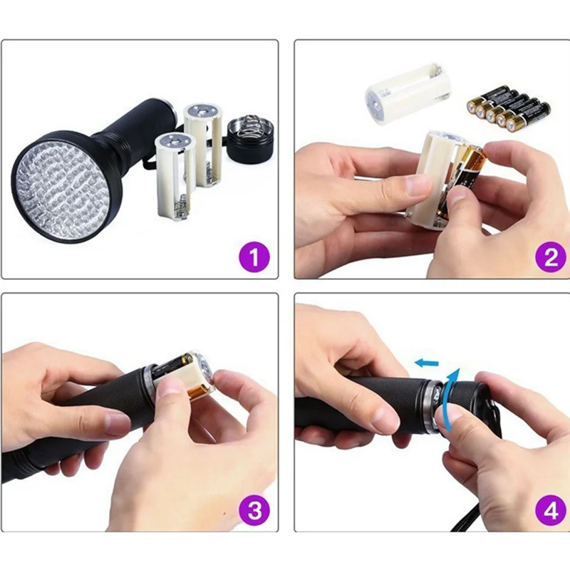 ONCE 100 LED Luce ultravioletta 100 LED Torcia UV Lampada a secco in alluminio impermeabile per esterni, rilevamento di macchie di valuta/urina