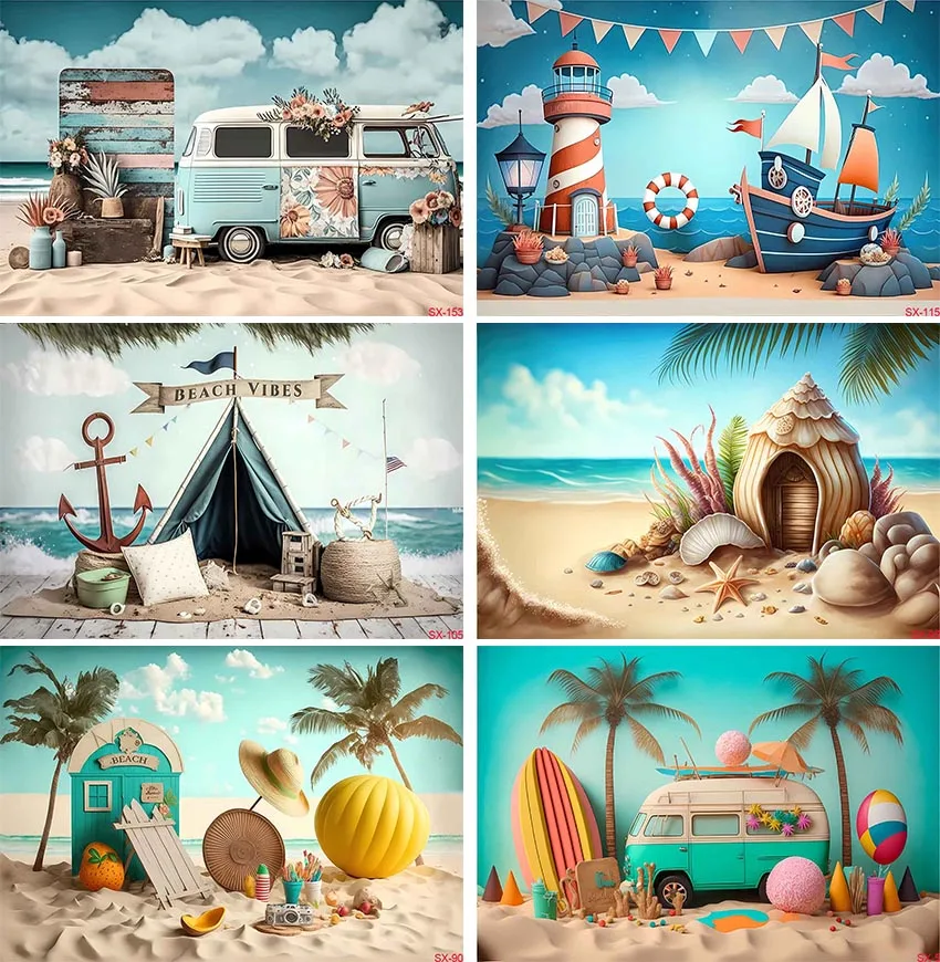 

Photography Background Summer Tropic Palm Flower Balloon Birthday Party Cake Smash Portrait Decor Photo Backdrop Studio