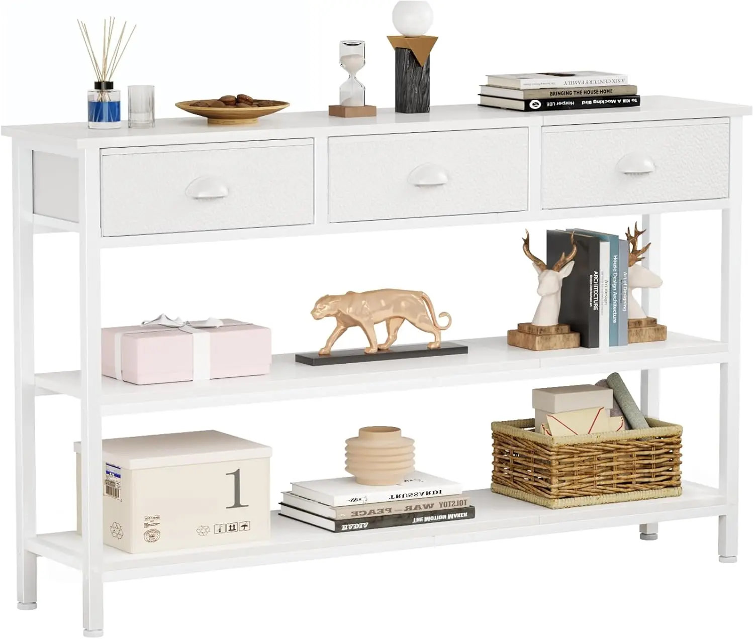 

47-Inch Long Console Sofa Table with 3 Drawers and Storage Shelves for Entryway, Living Room, Kitchen