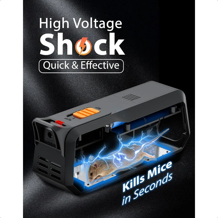 2 Pack Electric Mouse Traps Indoor for Home with Powerful Voltage Effective Electronic Mouse Trap Zapper NoTouch Disposal Reusa