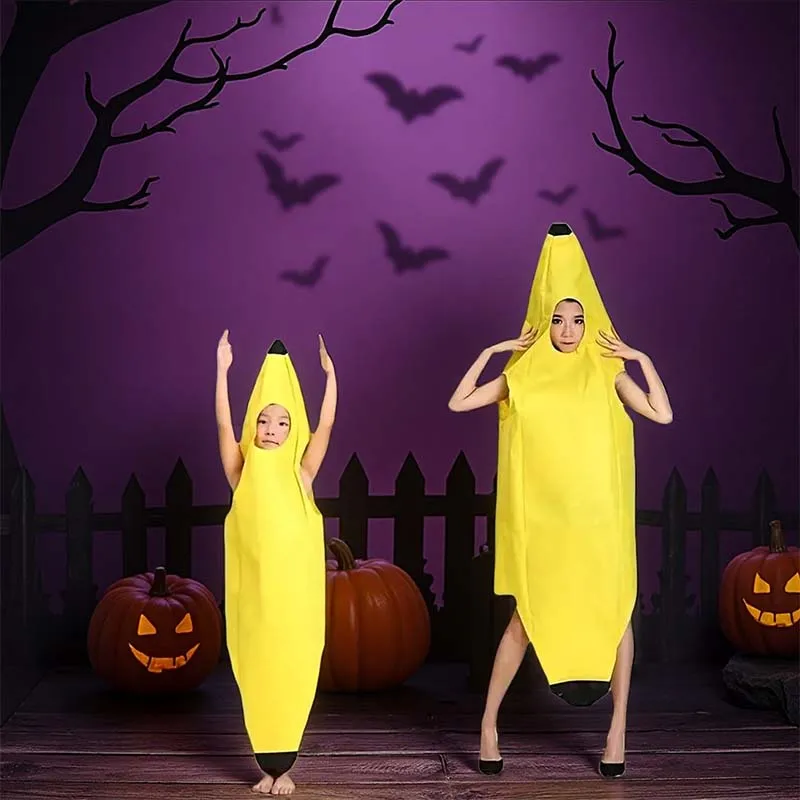 1-10PCS Halloween Banana Costume Kids Adults Funny Fruit Fancy Set Party Performance Halloween Decoration Carnival Props
